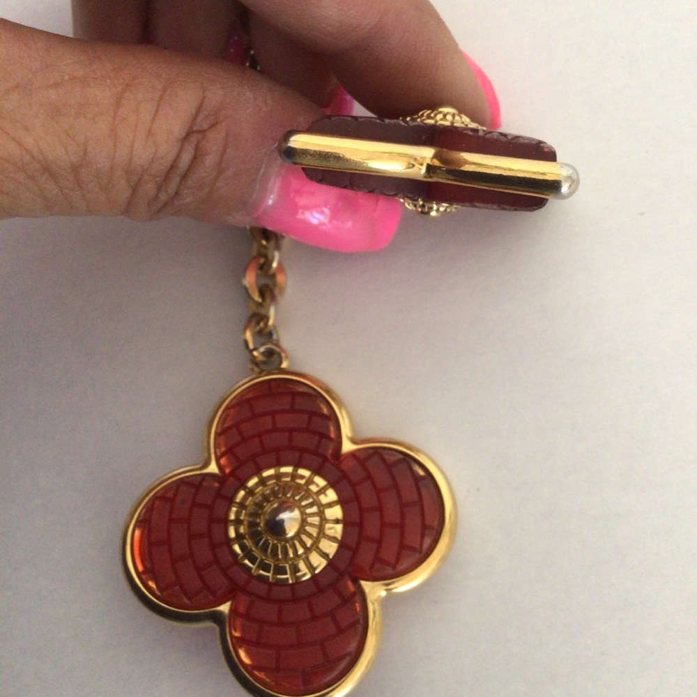 AUTHENTIC LOUIS VUITTON RED RESIN MOSAIC MONOGRAM FLOWER KEY HOLDER BAG … - Picture 11 of 16